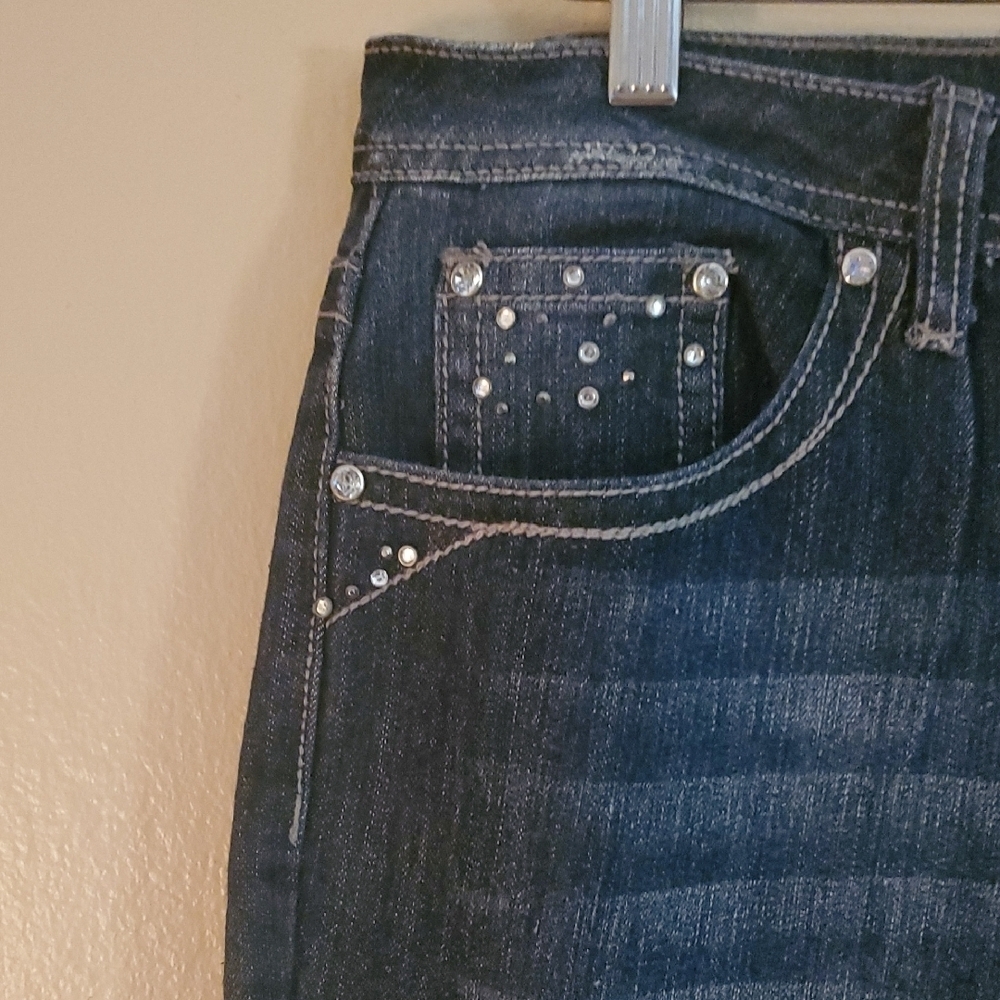 Earl Jeans Women's Straight Leg Dark Blue Denim Jeans - Picture 3 of 8